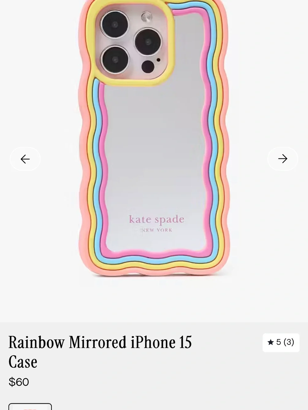 kate spade Pink wavy Mirrored iPhone Case for iPhone 15 pro